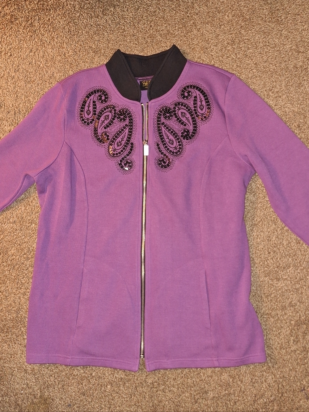 Bob Mackie Purple Jacket Embellished Women's Large